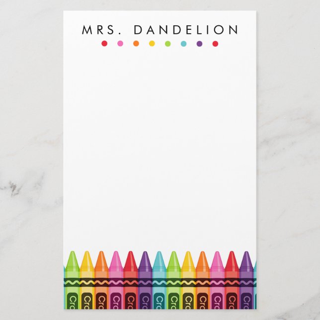 Rainbow Crayons | Kindergarten Teacher Stationery (Front)