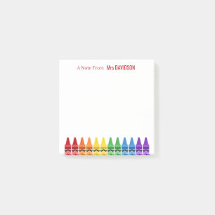 Rainbow Crayons Personalised Teacher Post-it Notes