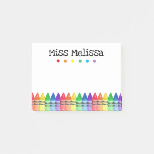 Rainbow Crayons Preschool Teacher Sticky Notes
