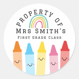 Rainbow Crayons Property Of Classroom Sticker Rain
