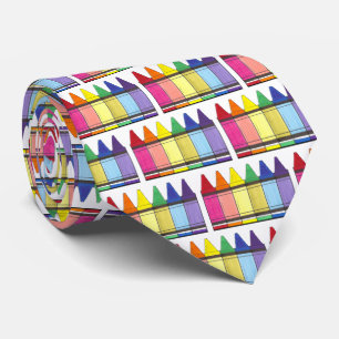 Rainbow Crayons School Art Teacher Colouring Pride Tie