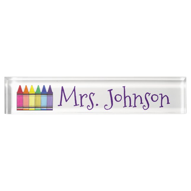 Rainbow Crayons School Art Teacher Education Nameplate (Front)