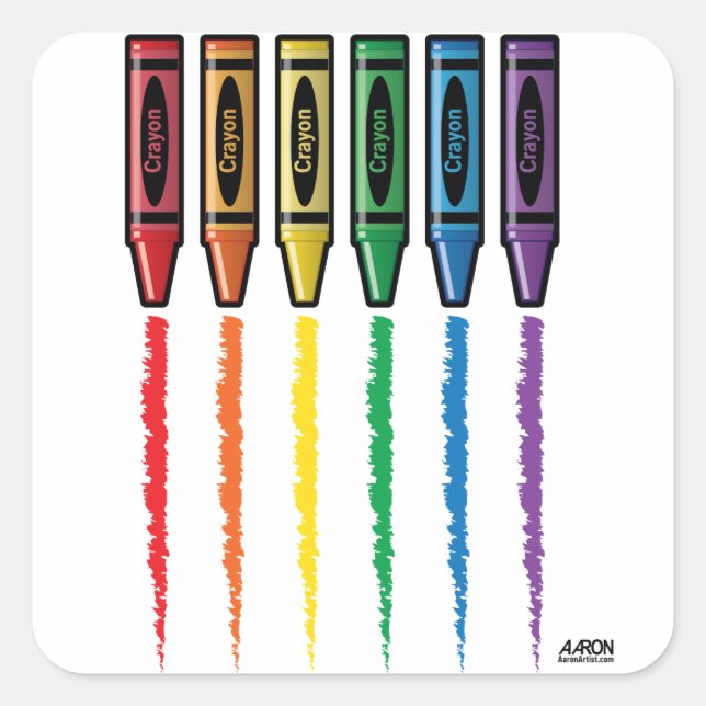Rainbow Crayons Square Sticker (Front)