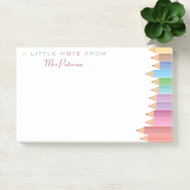 Rainbow Crayons Teacher Appreciation Cute Colourfu Post-it Notes (Office)