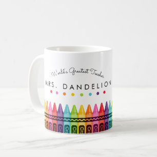 Rainbow Crayons Worlds Greatest Teacher Coffee Mug