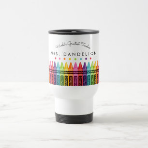 Rainbow Crayons Worlds Greatest Teacher Travel  Mug