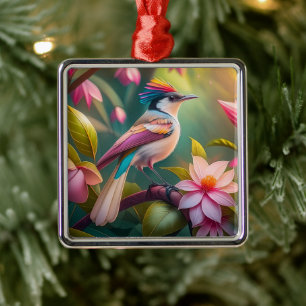 Rainbow crested Jay Fantasy Bird Metal Tree Decoration