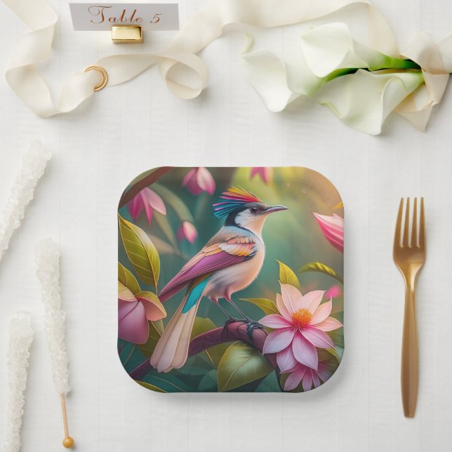 Rainbow crested Jay Fantasy Bird Paper Plate (Wedding)