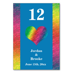 [Rainbow Crinkle Wedding] Heart Bar Menu Blue Table Number