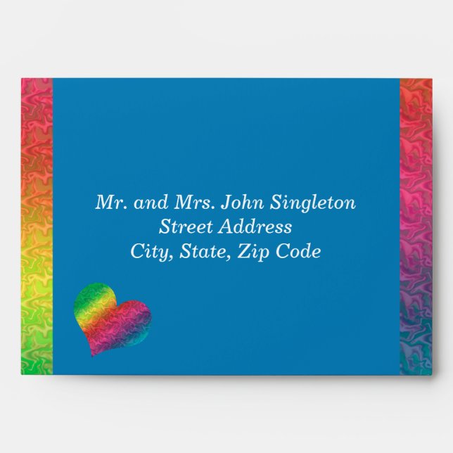 [Rainbow Crinkle Wedding] Heart Butterfly Blue Envelope (Front)