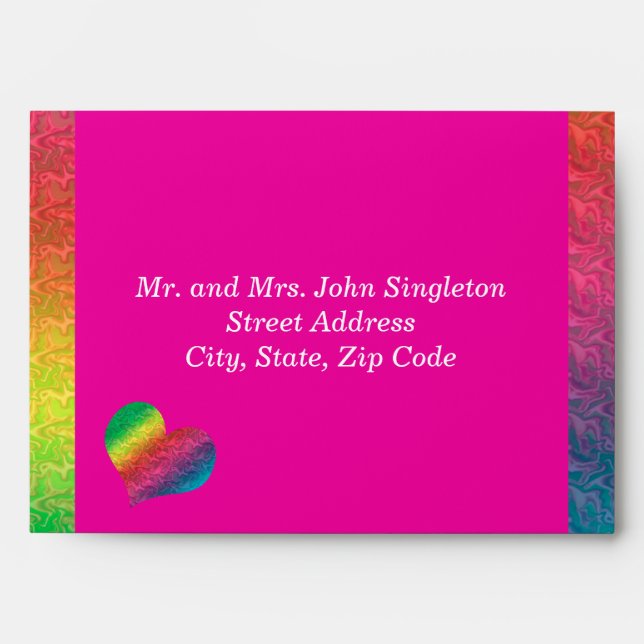 [Rainbow Crinkle Wedding] Heart Butterfly Pink Envelope (Front)