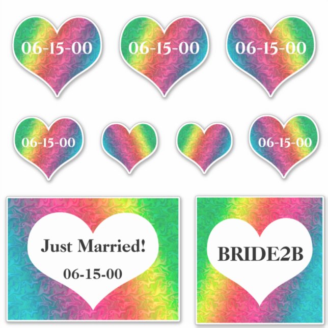 [Rainbow Crinkle Wedding] Hearts Date Vinyl (Front)