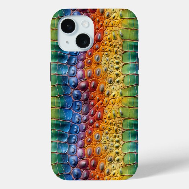 Rainbow Crocodile Leather Case-Mate iPhone Case (Back)
