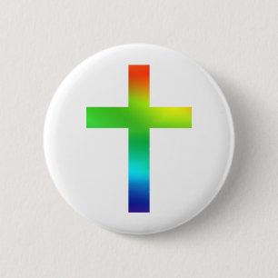 Rainbow Cross 6 Cm Round Badge