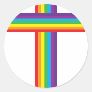 Rainbow CROSS Classic Round Sticker