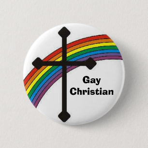 rainbow_cross, GayChristian 6 Cm Round Badge