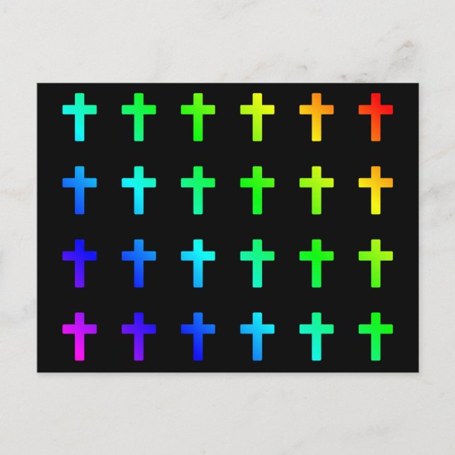 Rainbow Crosses Colours Multicolor Christian Cross Postcard (Front)