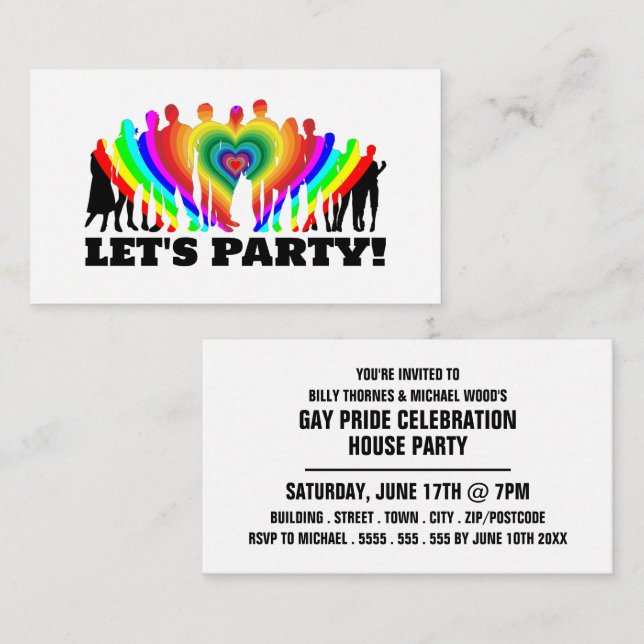 Rainbow Crowd, Gay Pride Celebration Invite Card (Front/Back)