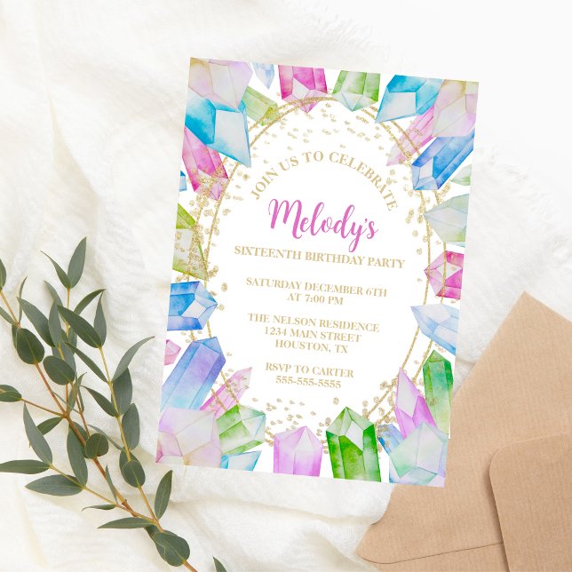 Rainbow Crystal Birthday Party Invitation (Creator Uploaded)
