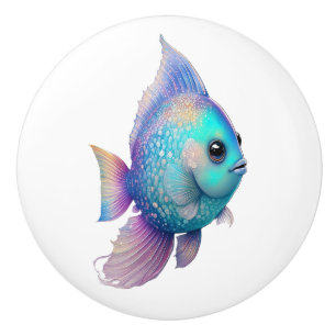 Rainbow Crystal Fish Ceramic Knob