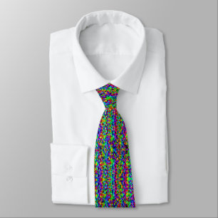 rainbow crystals, polygons, triangles pattern tie