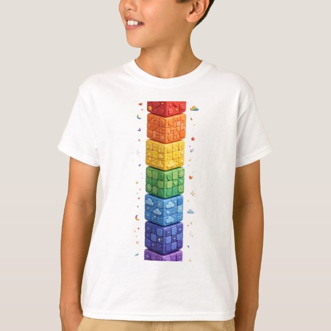 Rainbow Cube Tower T-Shirt (Front)
