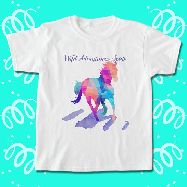 Rainbow Cubism Running Wild Horse Tri-Blend Shirt (Creator Uploaded)