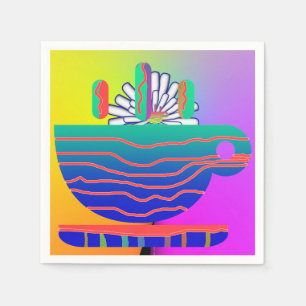 Rainbow Cup Saucer Party Cocktail Napkin