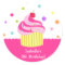 Rainbow Cupcake Birthday Favour Stickers Labels