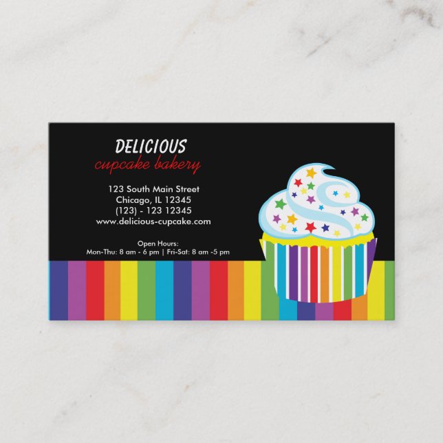 Rainbow Cupcake Business Card (Front)