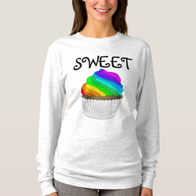 RAINBOW CUPCAKE, LADIES T-Shirts (Front)