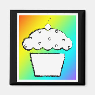 rainbow cupcake magnet