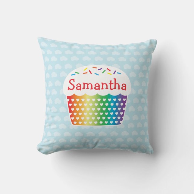 Rainbow Cupcake Pillow (Front)