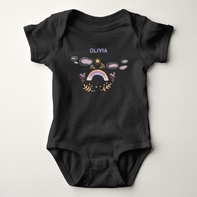 Rainbow customised  baby bodysuit (Front)