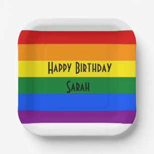 Rainbow customizable kids party Paper Plate