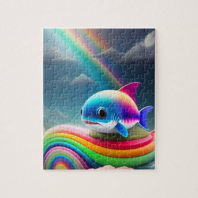 Rainbow Cute Baby Shark Jigsaw Puzzle (Vertical)