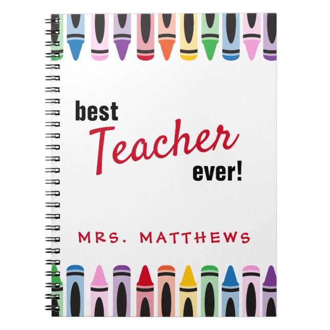 Rainbow Cute Colour Crayons Teacher Gift Notebook (Front)