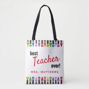 Rainbow Cute Colour Crayons Teacher Gift Tote Bag