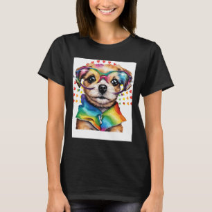 Rainbow Cute Dog – Funny Puppy Love Gles Heart Des T-Shirt