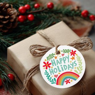 Rainbow Cute Hand-drawn Colourful Christmas Holida Favour Tags