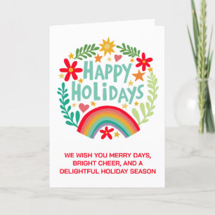 Rainbow Cute Hand-drawn Colourful CUSTOM  Holiday Card