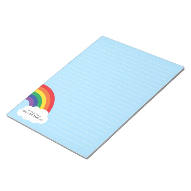 Rainbow Cute Kids Personal Stationary Notepad (Angled)