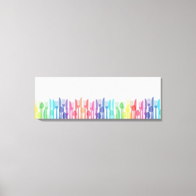 Rainbow Cutlery Modern Transparent Minimalist  Canvas Print (Front)