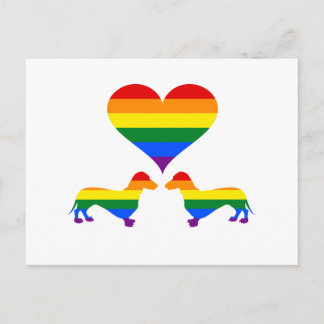 Rainbow dachshunds postcard