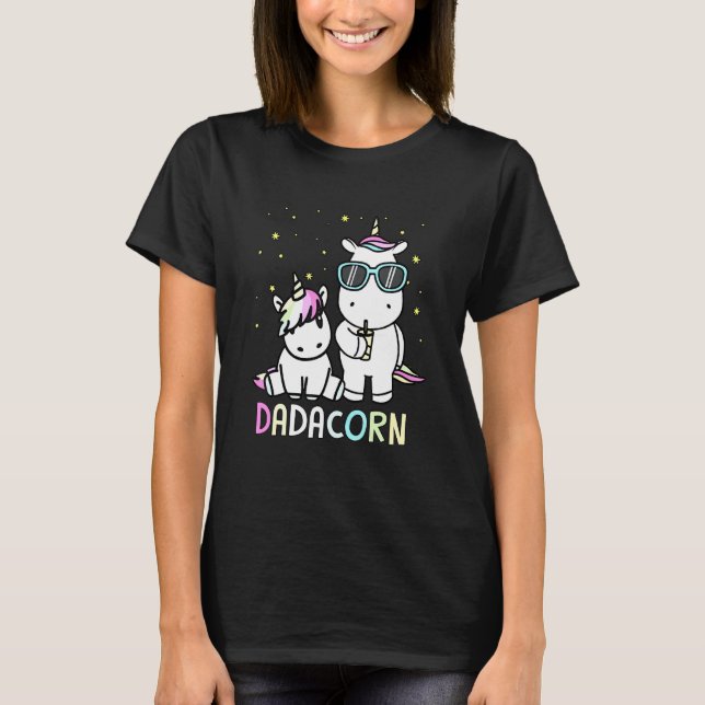 Rainbow Dadacorn Daddycorn Unicorn Dad Papa Sungla T-Shirt (Front)