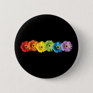 Rainbow Daisies 6 Cm Round Badge