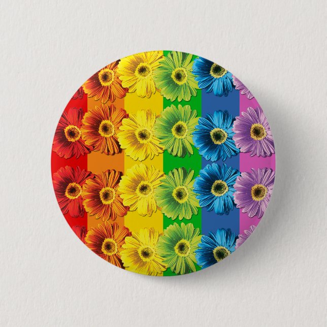 Rainbow Daisies 6 Cm Round Badge (Front)