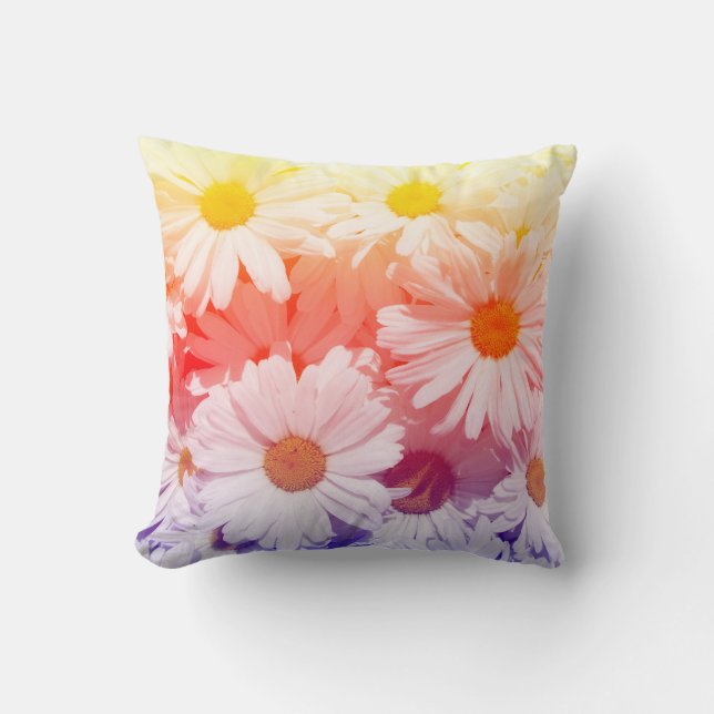 Rainbow Daisies Cushion (Front)