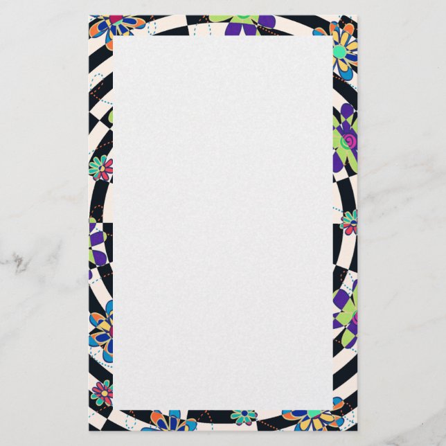Rainbow Daisies Kaleidoscope Stationery (Front)