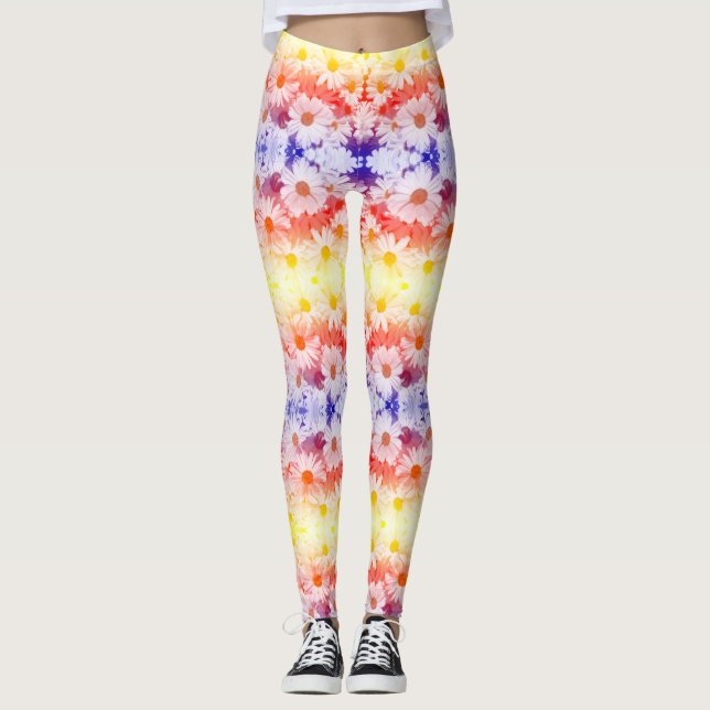 Rainbow Daisies Leggings (Front)